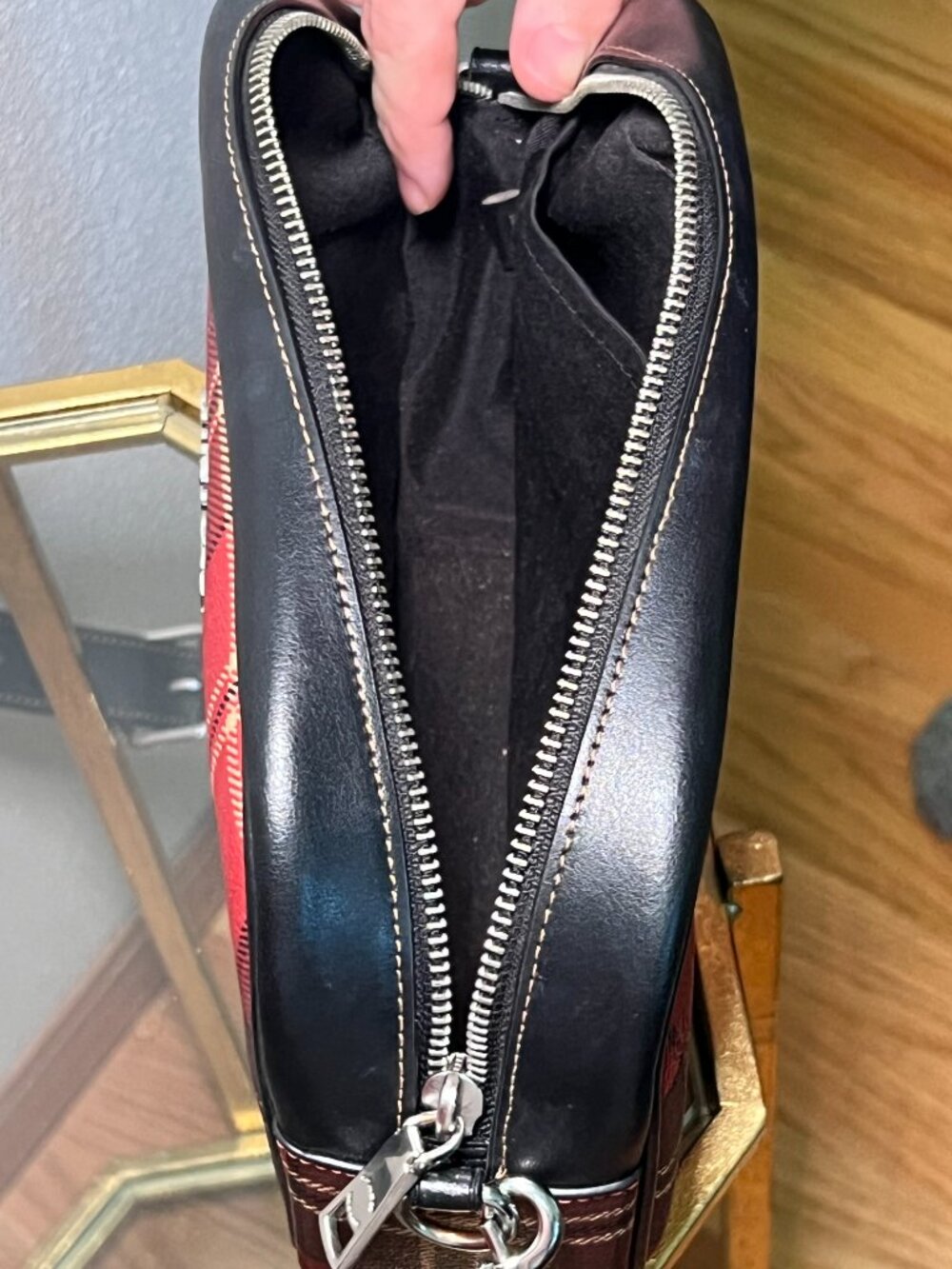 COACH RED TARTAN PLAID CROSSBODY BAG - Picture 4 of 8
